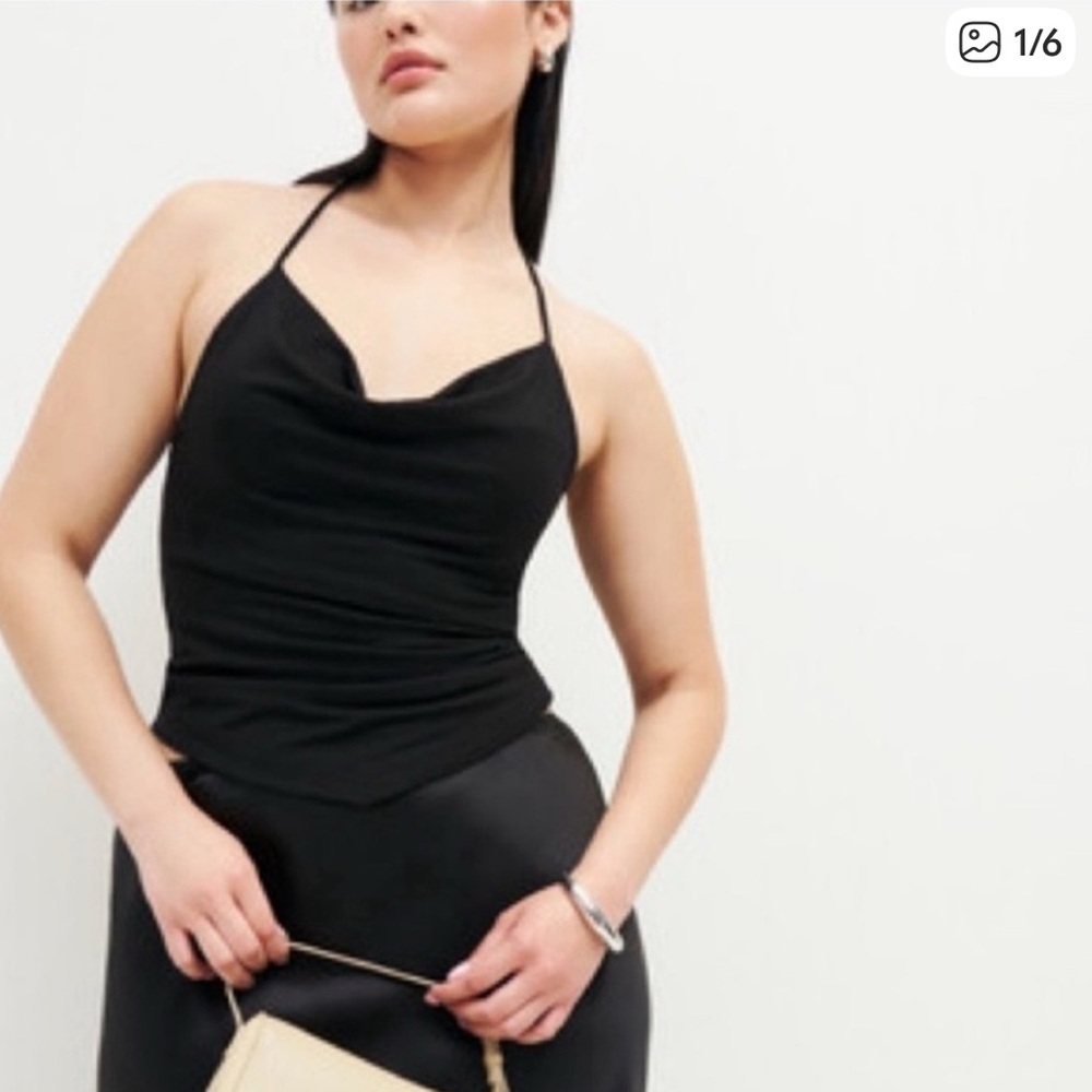 Reformation Black Henrietta Haltar Top - Large - NWOT